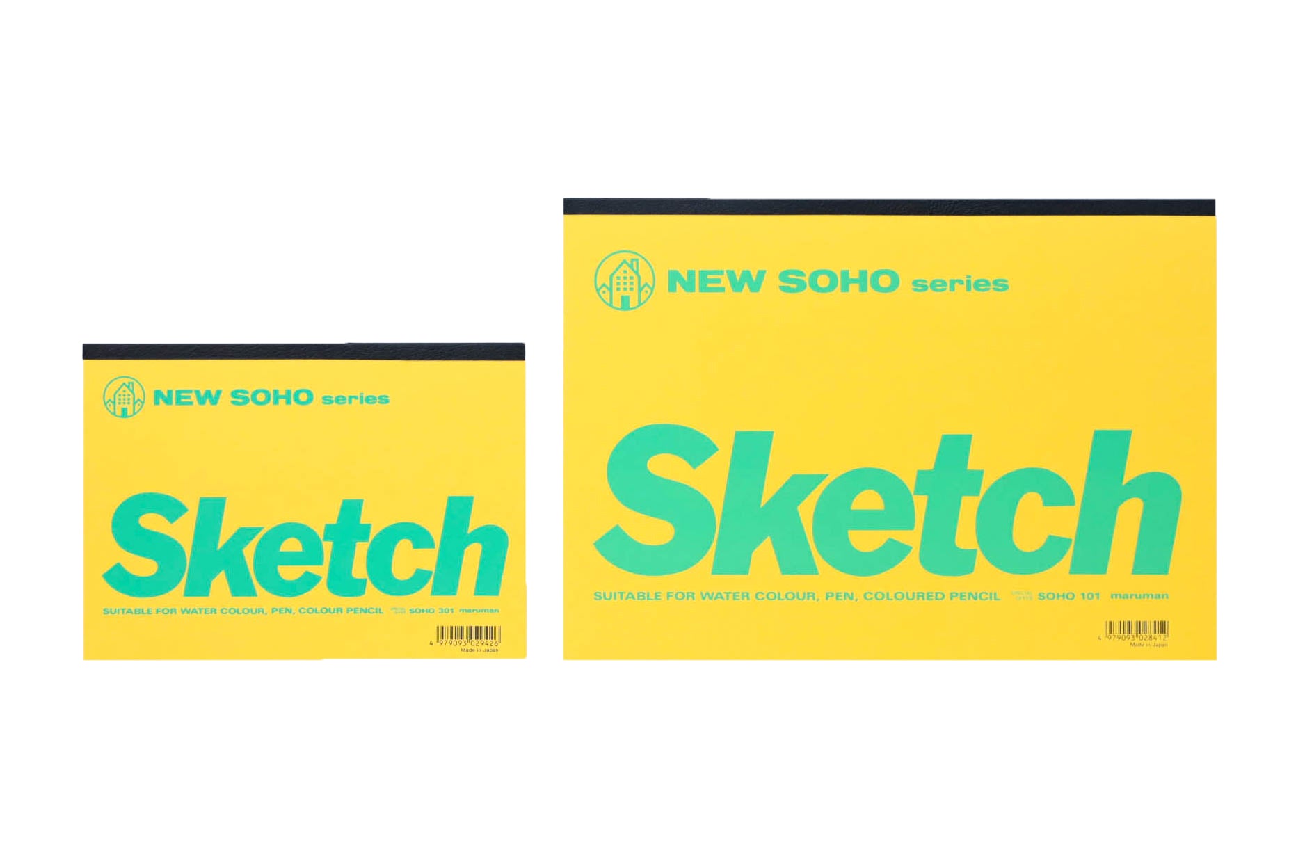 Maruman Soho Sketchpad, B5, 7.17\" X 10.12\" Portable Drawing Paper Sketchbook Pad, 100 Sheets Heavyweight Acid-Free Paper For Sketching, Charcoal, Pen, Pencil, And Pastels, Yellow, Made In Japan