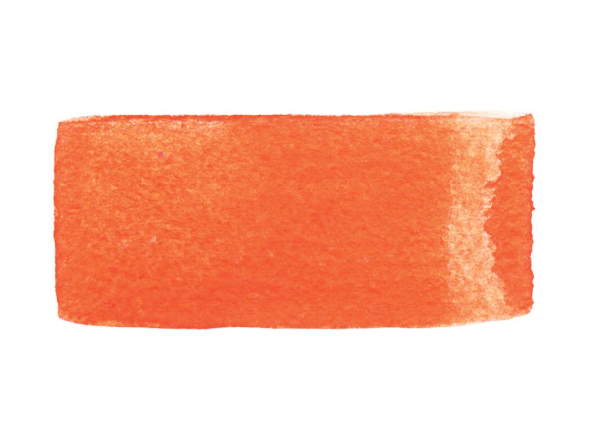 A hand painted swatch of Fluorescent Brick Red.