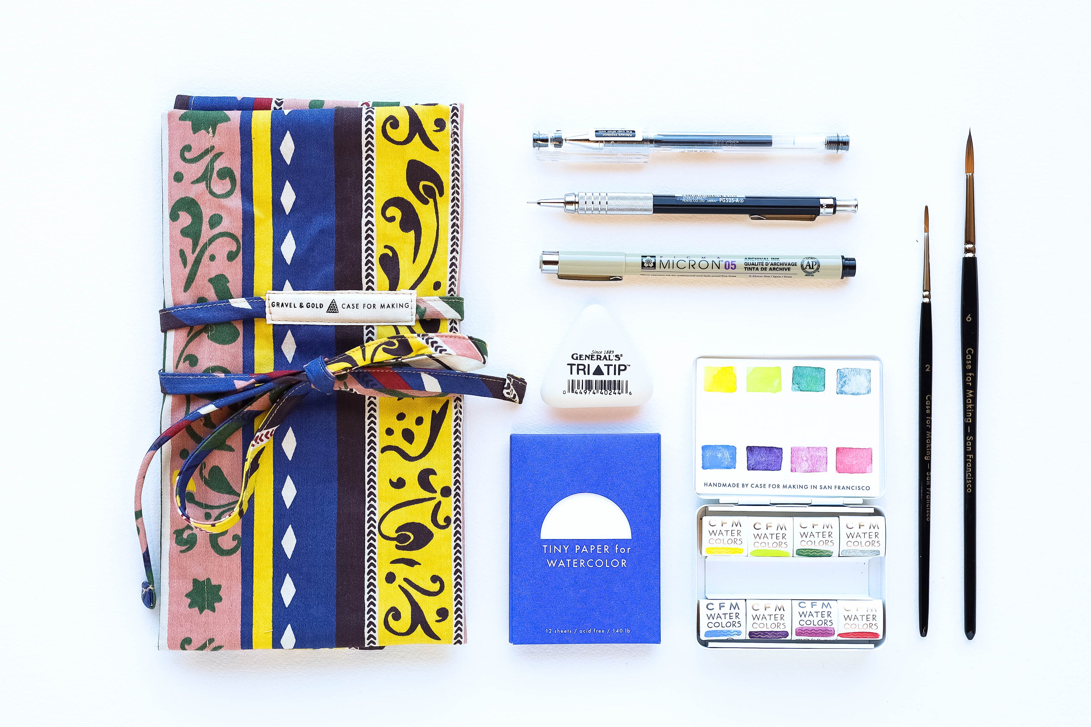 Gravel & Gold Brush Roll Bundle