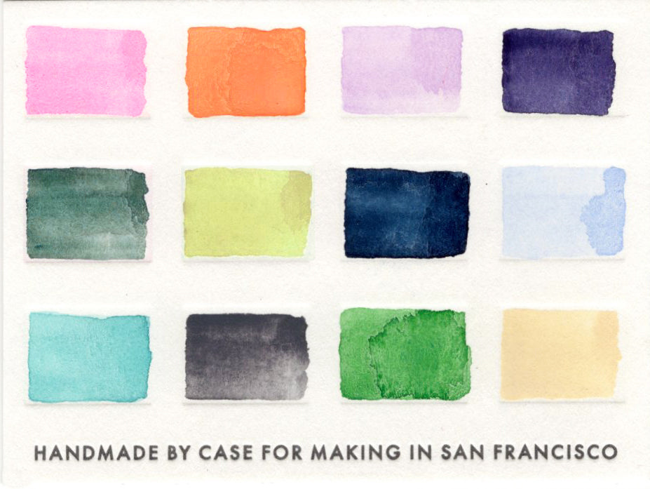 A close up of the pre-painted All the Feels Palette swatch card.