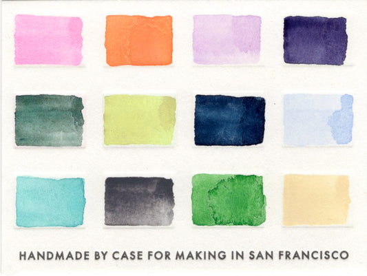 A close up of the pre-painted All the Feels Palette swatch card.