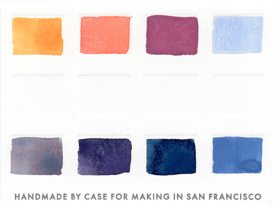 A close up of the pre-painted Dusk Palette swatch card.