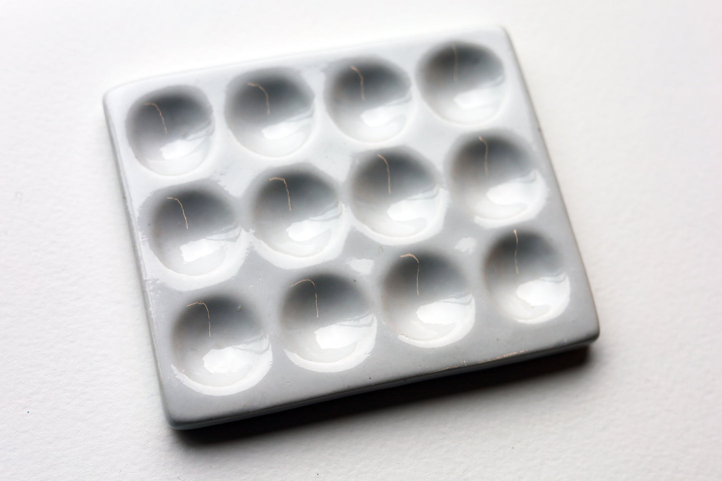 White Porcelain Spot Plate white on white background with 12 wells