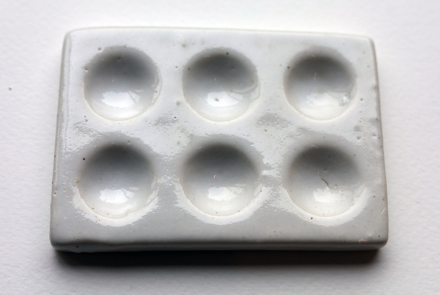 White Porcelain Spot Plate white on white background with 6 wells