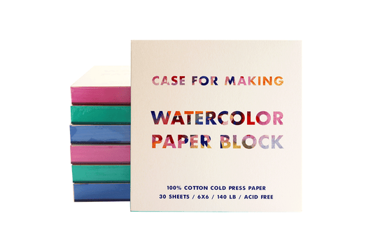 Image of Watercolor Paper Block Cover and three different color edge colors