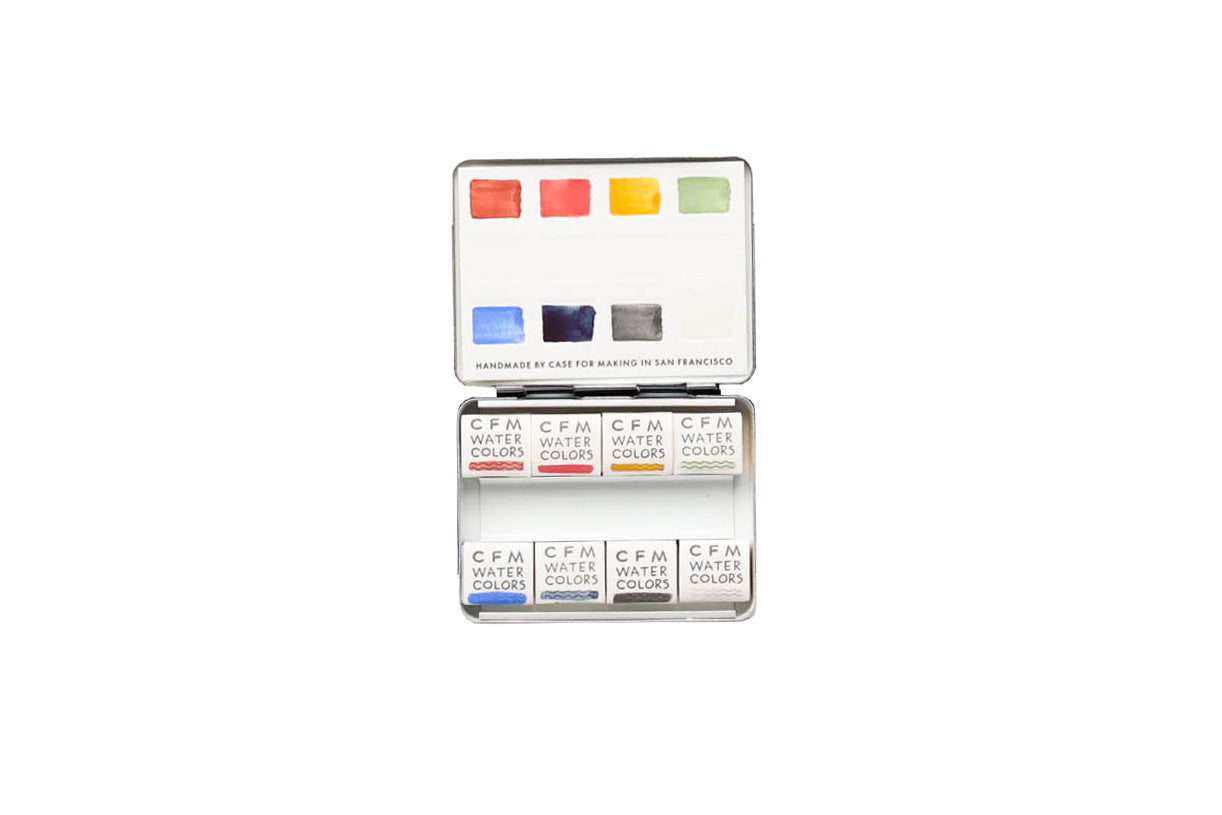 Case for Making pans filled with handmade watercolor paint, ready to be placed into the 8-Color Combo Watercolor Travel Palette.