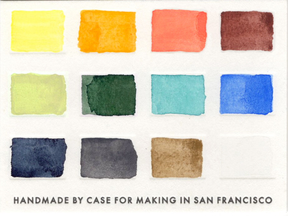 A close up of the pre-painted California Coastal Palette swatch card.