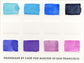 A close up of the pre-painted Monochromatic Blue/Violet Palette swatch card.