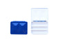 The CfM Simple Travel Palette in Glossy Ultramarine Blue.  Shown closed and open, side by side. The open case features wells in the lid for mixing colors and can fit a removable swatch card.